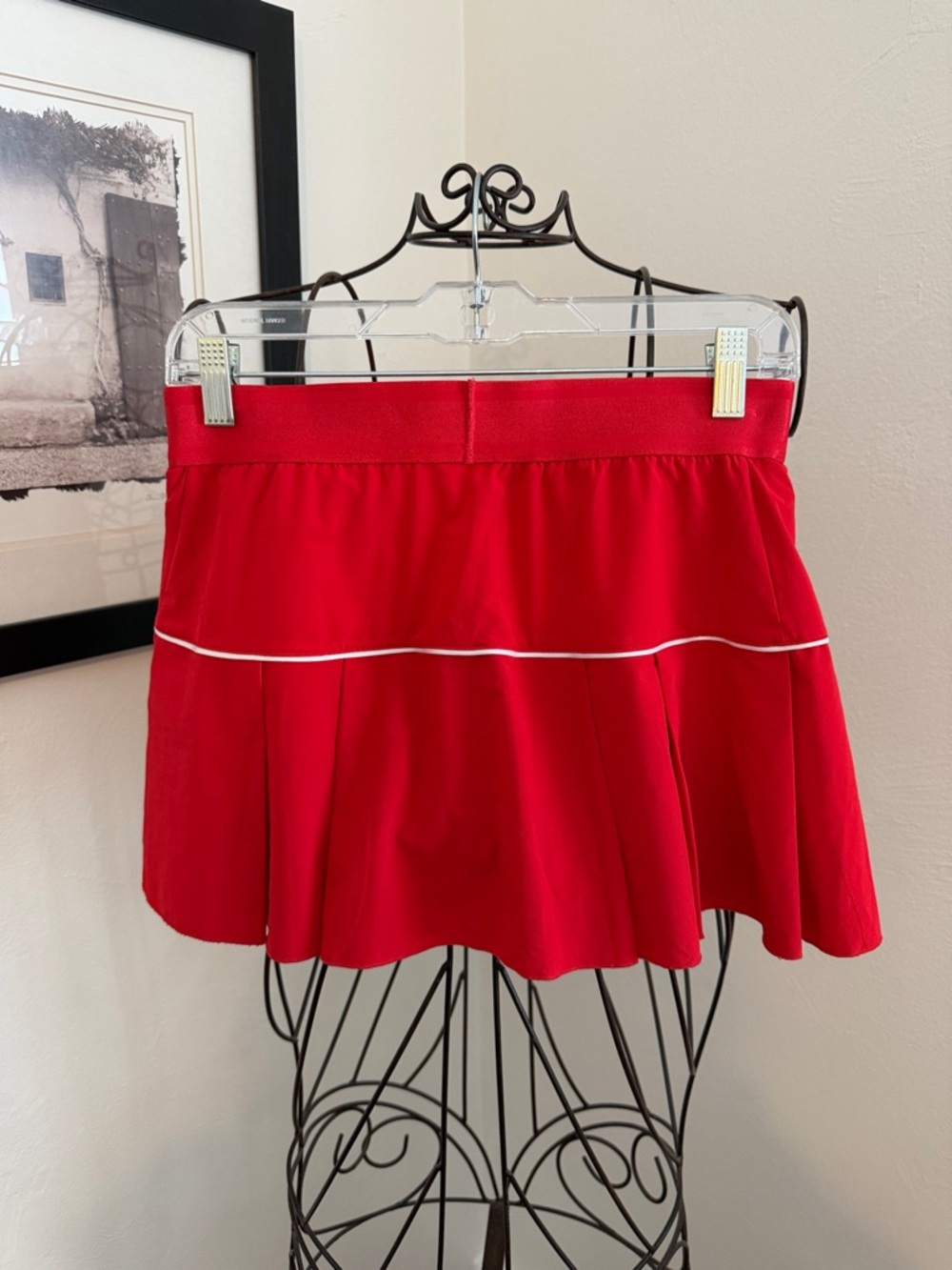 Nike Red Pleated Tennis Skirt with White Trim - Picture 2 of 5
